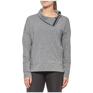Marmot Baillie Turtleneck Top Womens XL Heather Gray Asymmetrical Snap Neck NEW